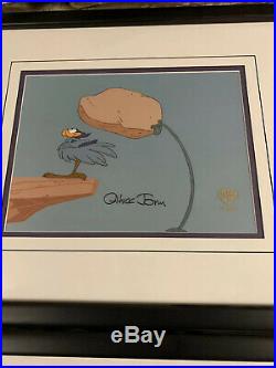 Road Runner & Wile E Coyote Cells Chariots of Fur Signed by Chuck Jones