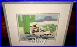 Roadrunner Cel Warner Bros Wile E Coyote Baby Chase Chuck Jones Signed Cell Rare