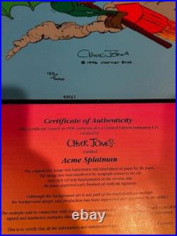 Roadrunner Wile E. Coyote Batman Acme Splatman Signed Chuck Jones Animation Cel