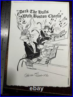 SIGNED Authentic Chuck Jones Looney Tunes Christmas Card Bugs Bunny Daffy Duck