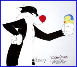 SIGNED CHUCK JONES SYLVESTER CAT 1997 PRODUCTION CEL Tweety Bird Warner Brothers