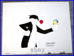 SIGNED CHUCK JONES SYLVESTER CAT 1997 PRODUCTION CEL Tweety Bird Warner Brothers