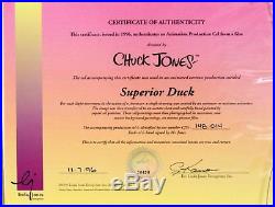 SUPERIOR DUCK 1996 Original Production Cel Signed Chuck Jones / PORKY PIG