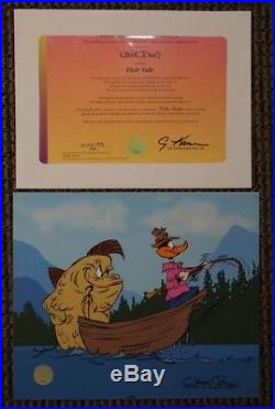 S/O Fish Tale Limited Edition Cel SIGNED Chuck Jones Daffy Duck Fish Fishing