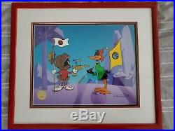 Signed Chuck Jones Hand Painted Animation Cel Planet X Marvin Martian Daffy Duck