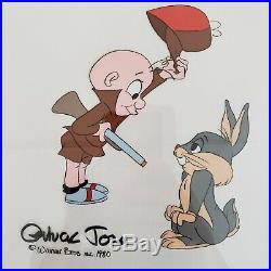 Signed Chuck Jones Original Production Cel Baby Bugs Bunny Elmer J Fudd 1980