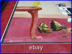 Sylvester Tweety He Did It Hand Painted Ltd Edition Cel Signed Framed 1990 /750