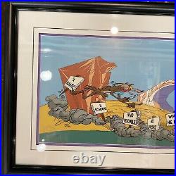 VTG 1990 Signed Chuck Jones Road Runner & Wile E Coyote Fanatic Cel 594/750 COA