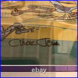 VTG 1990 Signed Chuck Jones Road Runner & Wile E Coyote Fanatic Cel 594/750 COA