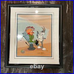 VTG 1993 Signed Chuck Jones Rabbit of Seville III Cel 202/750 COA Looney Tunes