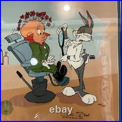 VTG 1993 Signed Chuck Jones Rabbit of Seville III Cel 202/750 COA Looney Tunes