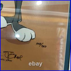 VTG 1993 Signed Chuck Jones Rabbit of Seville III Cel 202/750 COA Looney Tunes