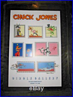 VTg 1986 Chuck Jones gallery signed event poster Warner Bros cartoon art 24x36