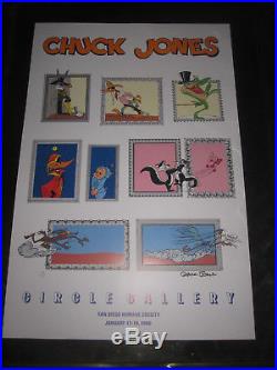 VTg 1986 Chuck Jones gallery signed event poster Warner Bros cartoon art 24x36