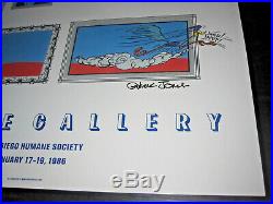 VTg 1986 Chuck Jones signed gallery event poster Warner Bros cartoon art 24x36