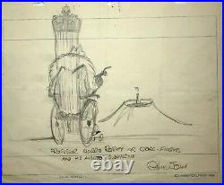 Vintage Chuck Jones Pencil Drawing Signed Professor Morrie Ority Cold Finger