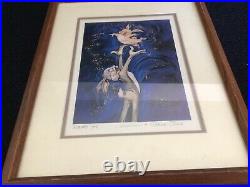 Vintage Marian + Chuck Jones Happy'87 Signed Bugs Bunny Print. Wood Frame