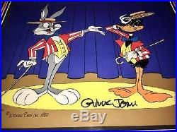 Vintage Warner Bros Daffy Duck Bugs Bunny Cel Show Time Signed Chuck Jones Cell