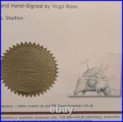 Virgil Ross Signed Bugs Bunny & TORO Bull Original Color Drawing Framed