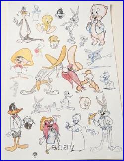 Virgil Ross Signed Looney Tunes Character Model Sheet Litho Warner Bros. 1997