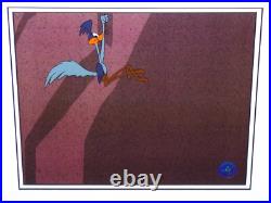 WARNER BROS ROAD RUNNER 1970s PRODUCTION DRAWING + 1/1 CEL SIGNED CHUCK JONES