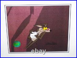 WARNER BROS WILE E COYOTE 1970s PRODUCTION DRAWING + 1/1 CEL SIGNED CHUCK JONES