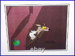WARNER BROS WILE E COYOTE 1970s PRODUCTION DRAWING + 1/1 CEL SIGNED CHUCK JONES