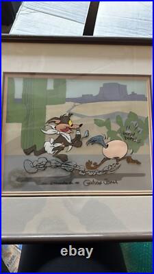 WILE COYOTE ROAD RUNNER Baby Chase Chuck Jones Signed Cel Limited Edition Art