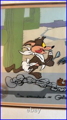 WILE COYOTE ROAD RUNNER Baby Chase Chuck Jones Signed Cel Limited Edition Art
