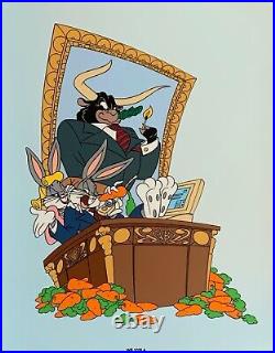 Warner Bros Bugs Bunny MORE BULL STOCK MARKET Ltd Ed Sericel Animation Art Cel
