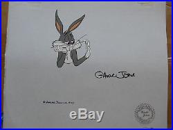 Warner Bros Bugs Bunny Original Art CEL signé 12x10 ARTISTE Chuck Jones