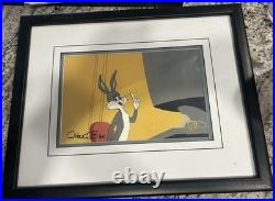 Warner Bros. Bugs Bunny Signed Production Cel by Chuck Jones Framed with COA Warner Bros. Bugs Bunny Signed Production Cel by Chuck Jones Framed with COA