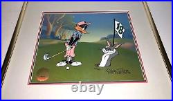 Warner Bros Cel Bugs Bunny Daffy Duck 18th Hare Signed Chuck Jones Golf Cell