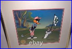 Warner Bros Cel Bugs Bunny Daffy Duck 18th Hare Signed Chuck Jones Golf Cell