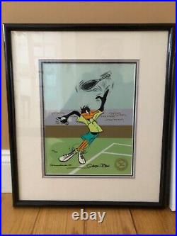 Warner Bros Cel Bugs Bunny Daffy Duck Tennis Signed Chuck Jones 1988