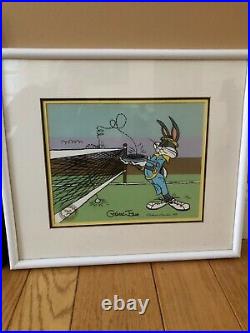 Warner Bros Cel Bugs Bunny Daffy Duck Tennis Signed Chuck Jones 1988
