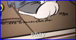 Warner Bros Cel Bugs Bunny Daffy Duck The Showdown Signed Chuck Jones Animation