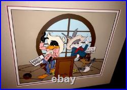 Warner Bros Cel Bugs Bunny Daffy Duck The Showdown Signed Chuck Jones Animation