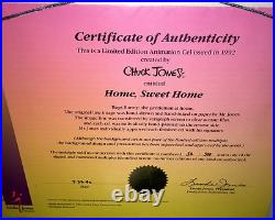 Warner Bros Cel Bugs Bunny Home Sweet Home Signed Chuck Jones Rare Edition COA
