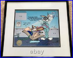 Warner Bros Cel Bugs Bunny Porky Pig Chuck Jones Signed Mouthful AP 49/50 Rare