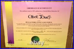 Warner Bros Cel Bugs Bunny Porky Pig Chuck Jones Signed Mouthful AP 49/50 Rare