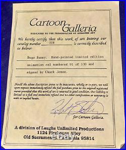 Warner Bros Cel Bugs Bunny Signed Chuck Jones Animation Art Cell