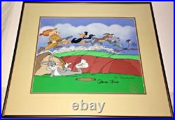 Warner Bros Cel Bugs Bunny The Great Chase Road Runner Daffy Signed Chuck Jones