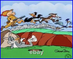 Warner Bros Cel Bugs Bunny The Great Chase Road Runner Daffy Signed Chuck Jones