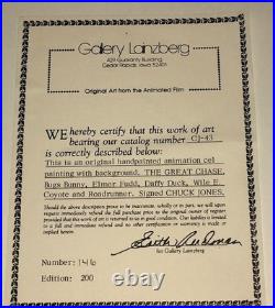 Warner Bros Cel Bugs Bunny The Great Chase Road Runner Daffy Signed Chuck Jones