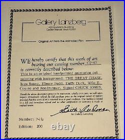 Warner Bros Cel Bugs Bunny The Great Chase Road Runner Daffy Signed Chuck Jones