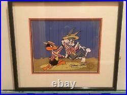 Warner Bros Cel Bugs and Daffy Exit Stage Right, Chuck Jones Signed