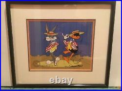 Warner Bros Cel Bugs and Daffy on stage, Chuck Jones Signed