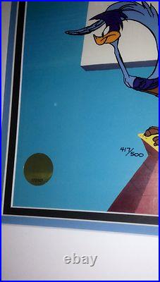 Warner Bros Cel Chuck Jones Signed Road Runner Chariots Of Fur Animation Art