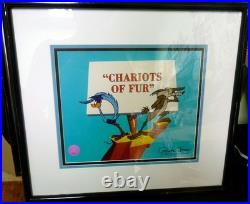 Warner Bros Cel Chuck Jones Signed Road Runner Chariots Of Fur Animation Art